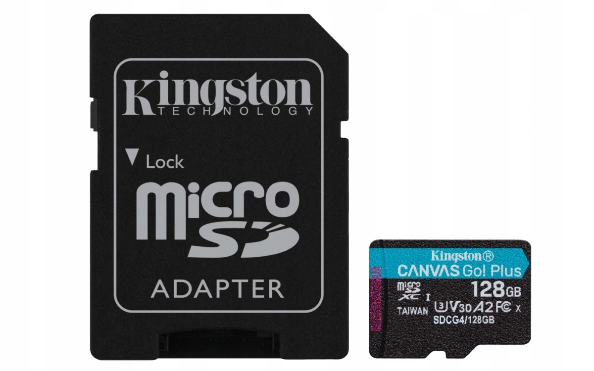 Kingston microSD karta 128GB CanvasGo! Plus 200MB/s A2 U3 V30 adaptér