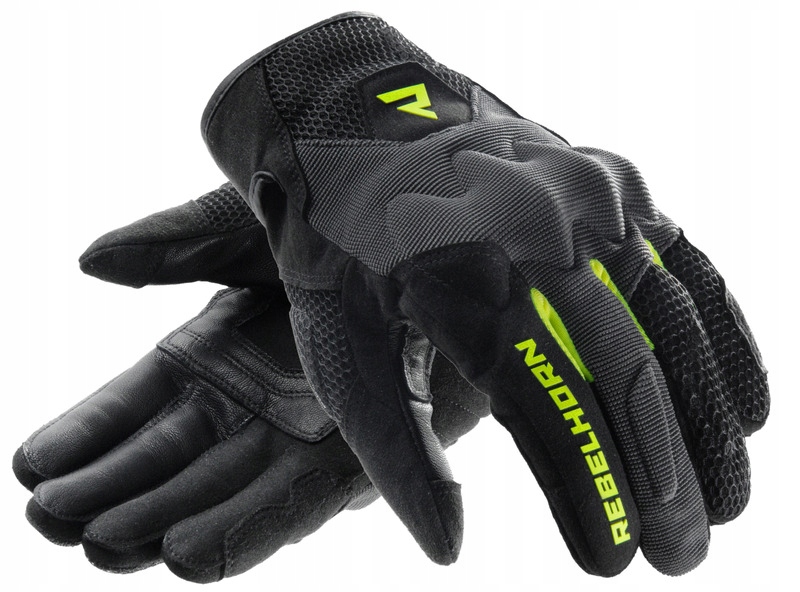 Rebelhorn Core Black Grey Fluo Rękawice Motocyklowe Krótkie Letnie L