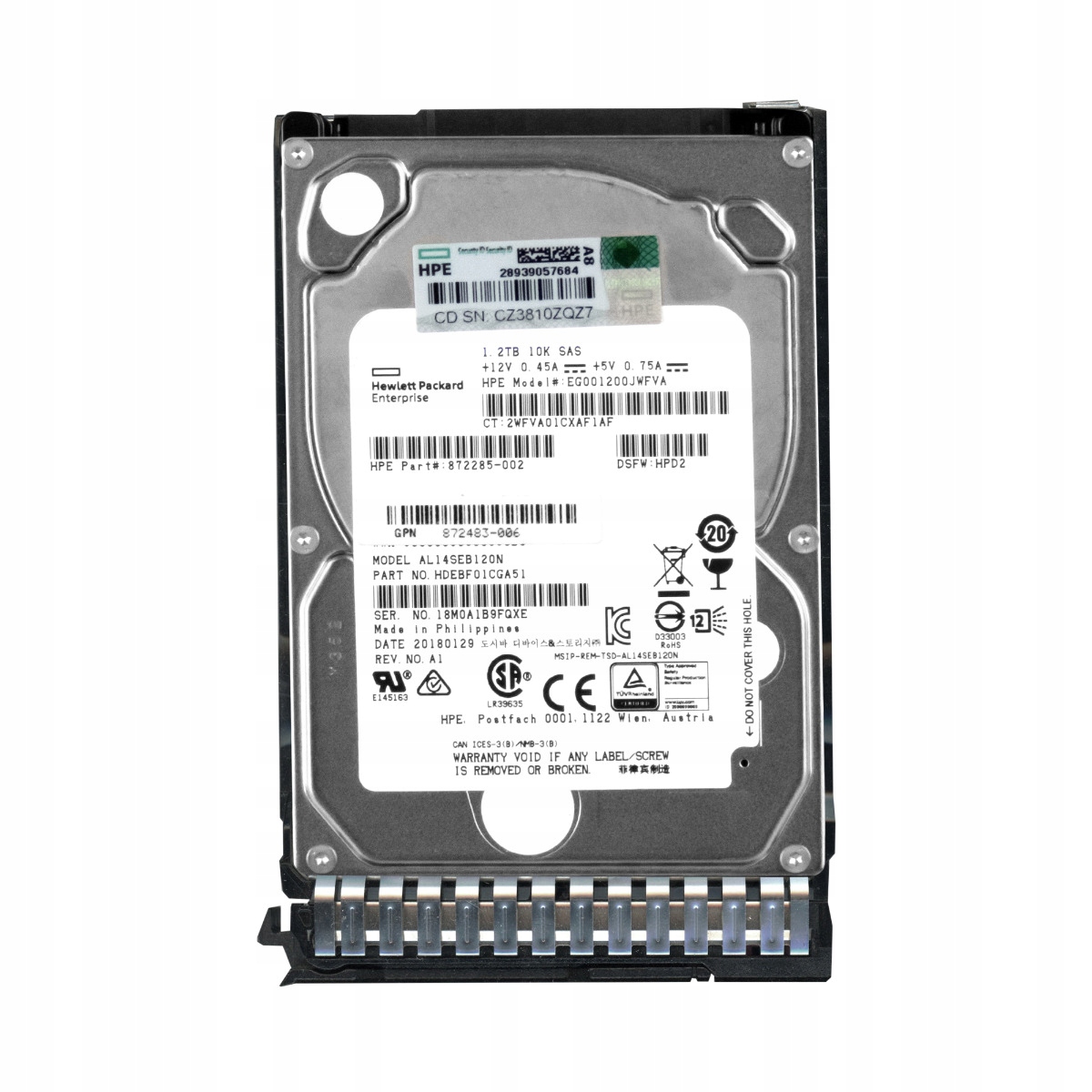 Hp 872285-002 1,2 Tb 10K 128 Mb SAS-3 2,5'' EG001200JWFVA