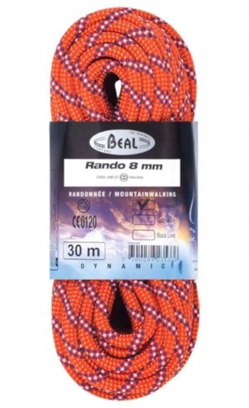 Turistické lano Rando 8 mm x 20 m Standard Orange Beal