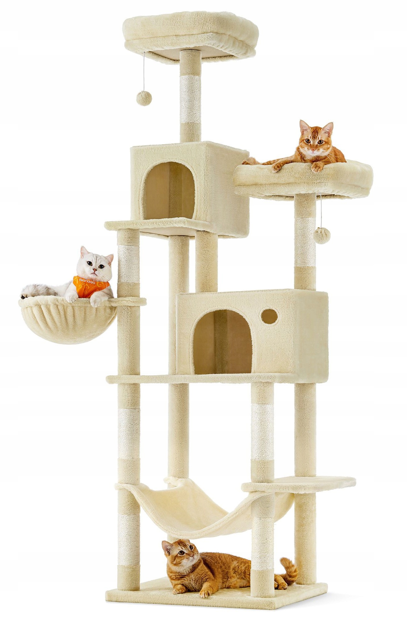 Levně Vysoké škrabadlo pro kočky pelíšek domečky věž škrabací sloupky sisal 199 Cm
