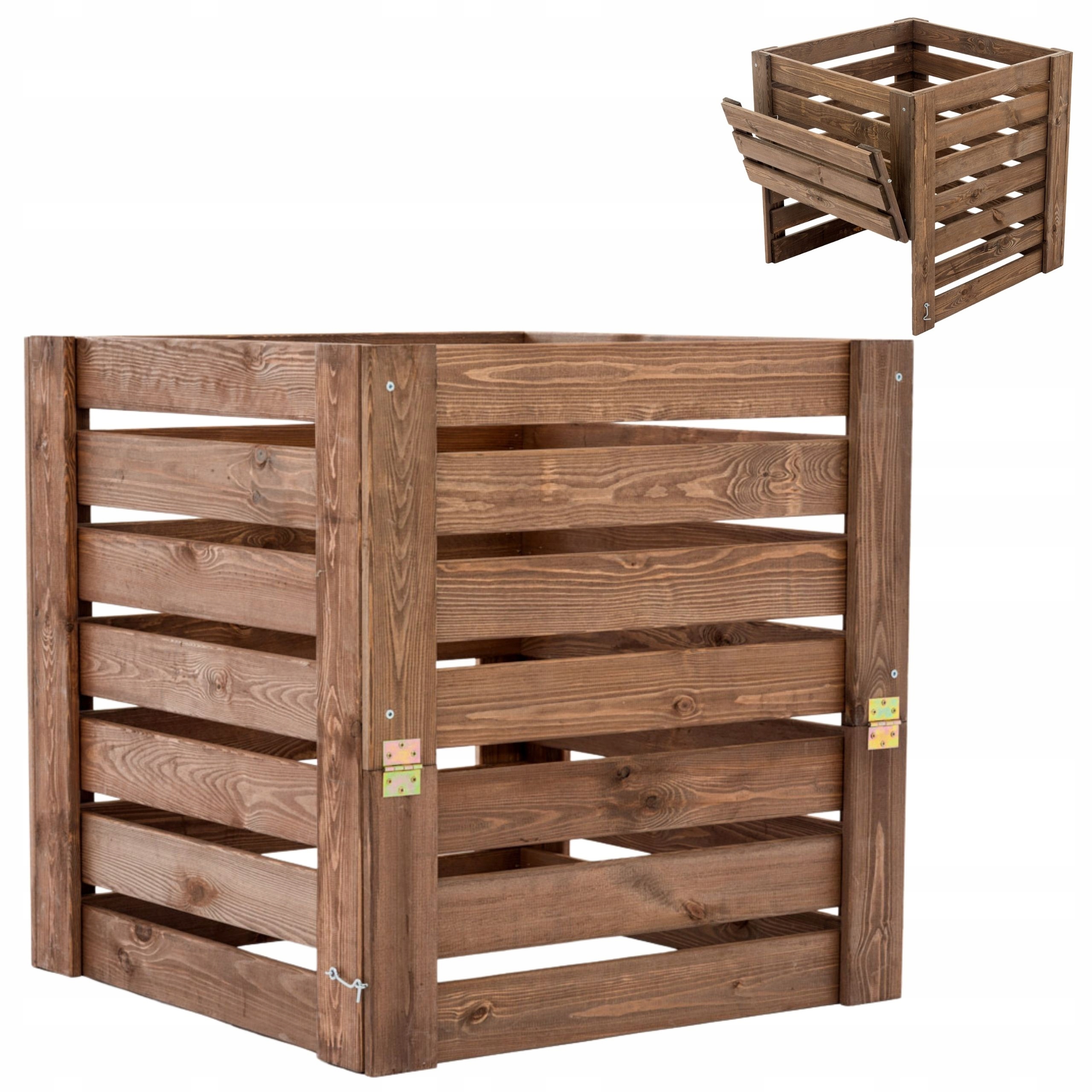 Zahradní dřevěný kompostér impregnovaný 80x80 cm, otevírací s klapkou, 512 l