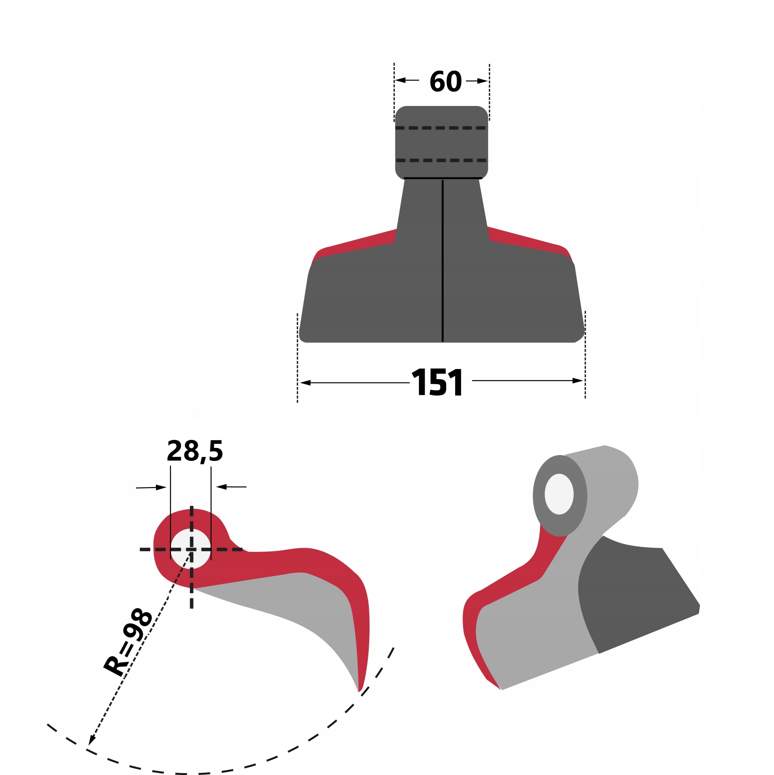 Bijaki ST-119 mulczera TMC CANCELA TMS TDR TDE Szerokość 151 mm
