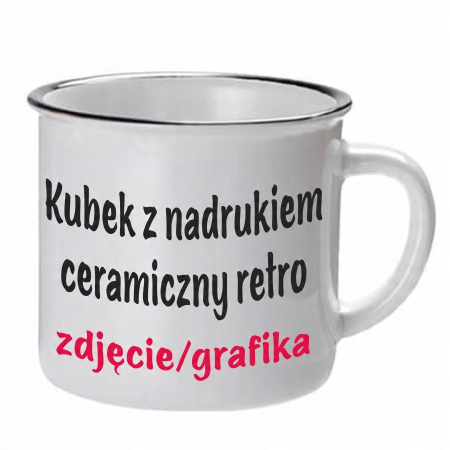 

Kubek ceramiczny w stylu retro z nadrukiem zdjęcie