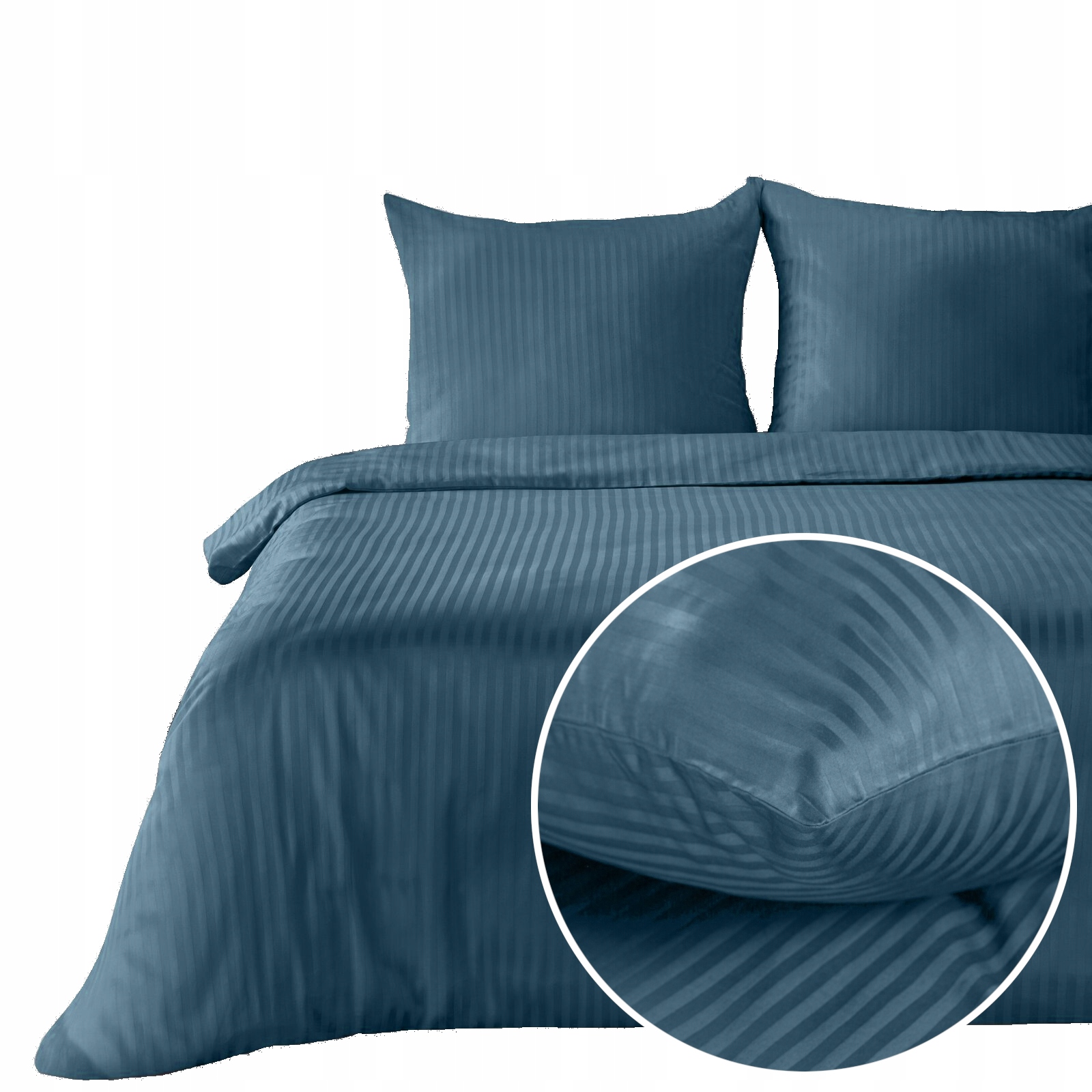 pościel satynowa bawełniana wzór adamaszek Vera 140x200 morska