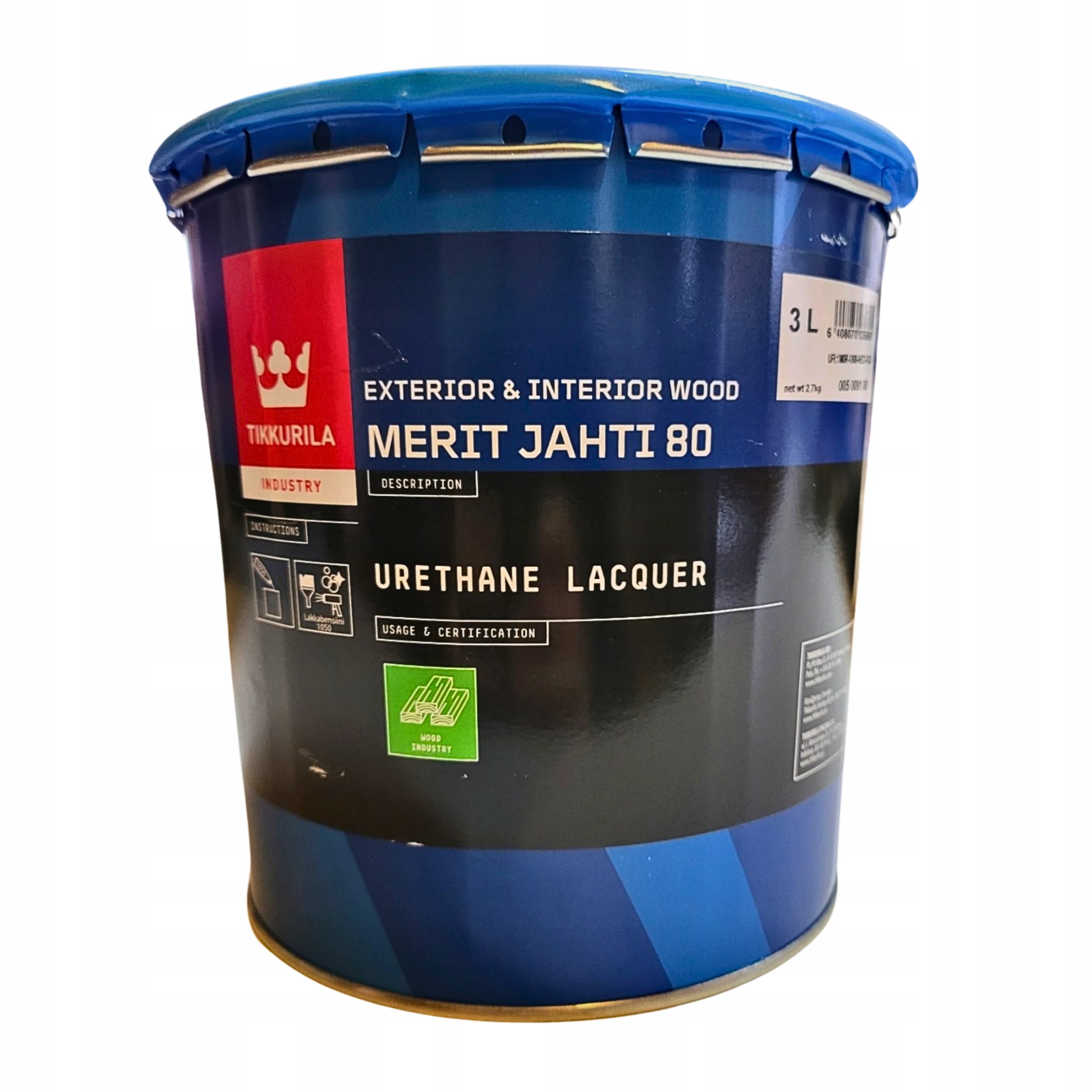 Lakier jachtowy Połysk odporny na wodę Bezbarwny MeritJahti 80 3L Tikkurila