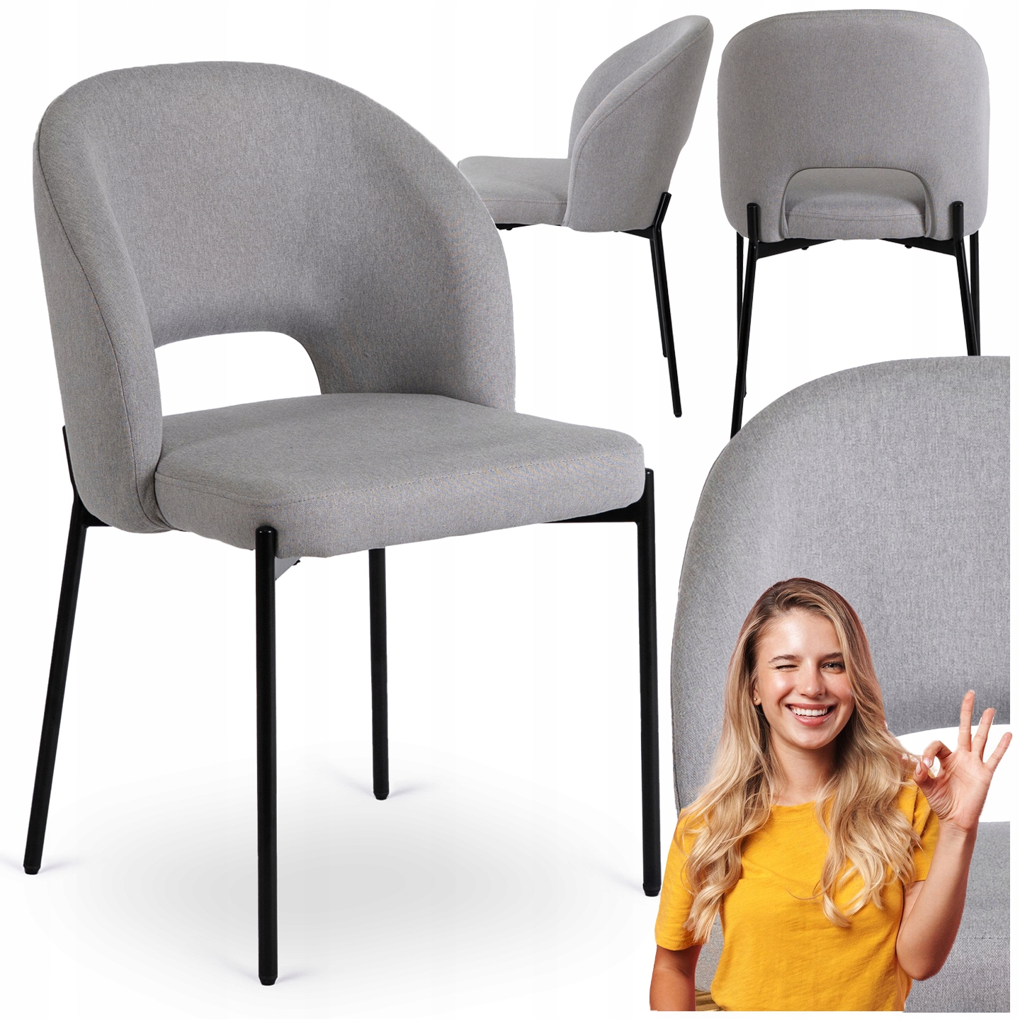 Čalouněná kuchyňská židle do jídelny, obývacího pokoje, toaletní stolky, šedá Bros