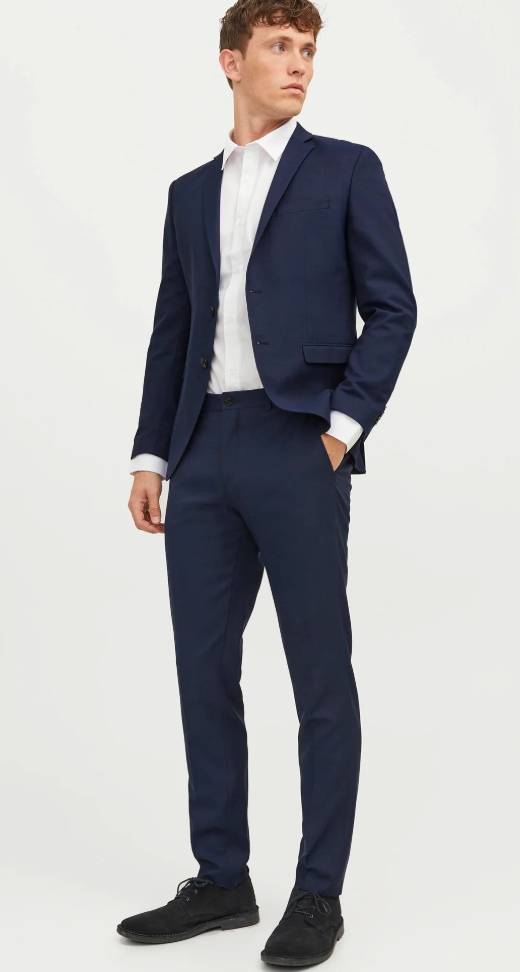 Jack&jones Pánský Oblek Tmavě Modrý Elegantní S Vlnou 50 J9B