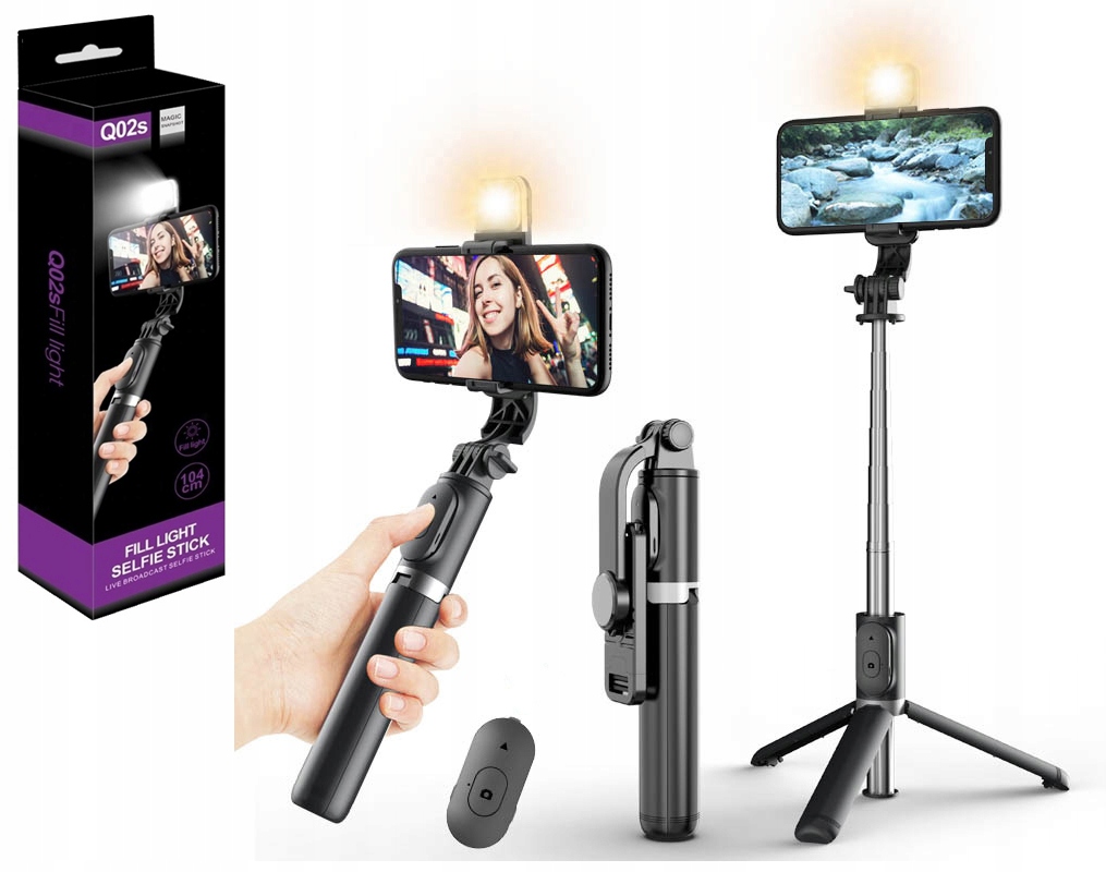 KIJEK DO SELFIE STICK TRIPOD STATYW PILOT LED
