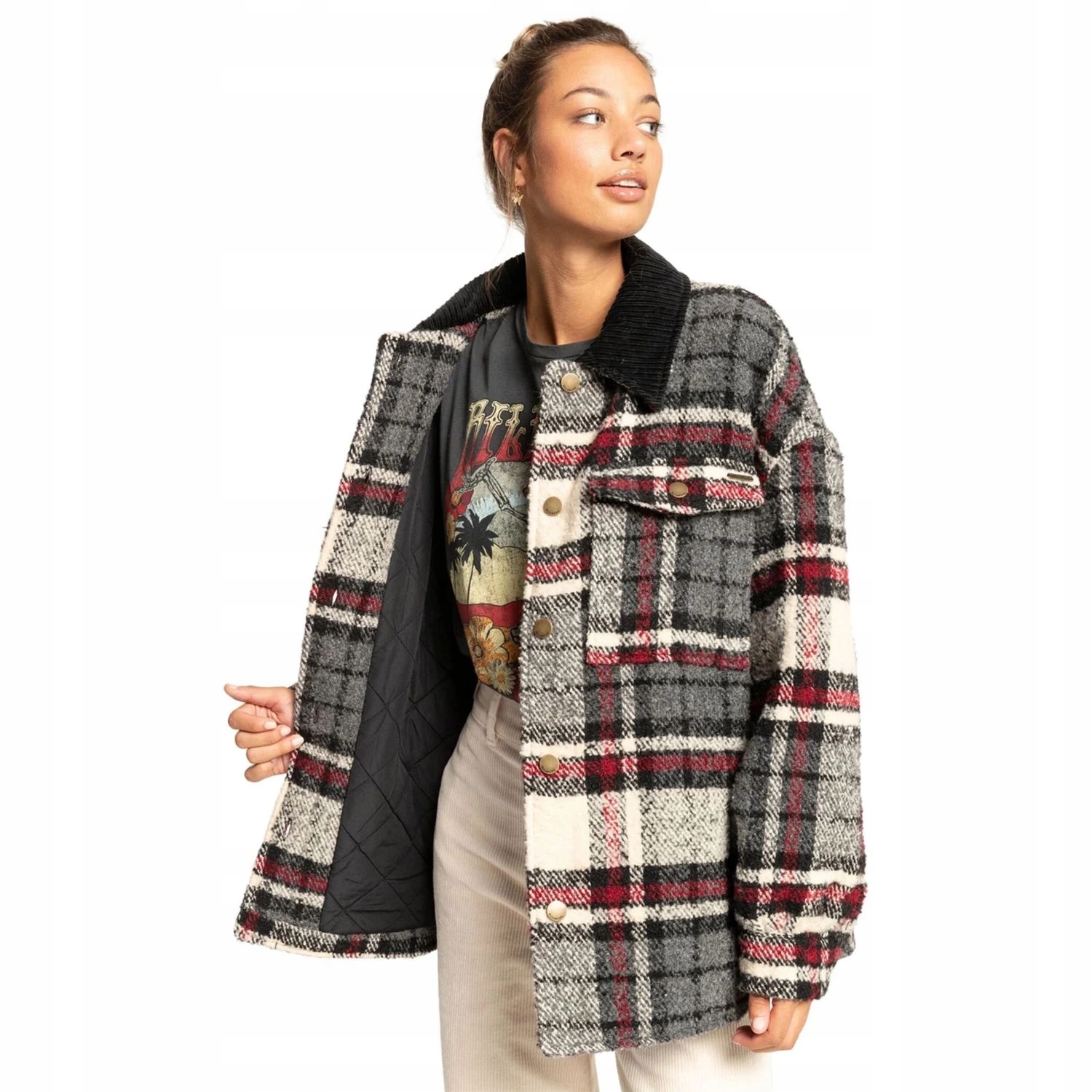 Dámská bunda Billabong podzimní zimní zateplená přechodová kostkovaná vel. L