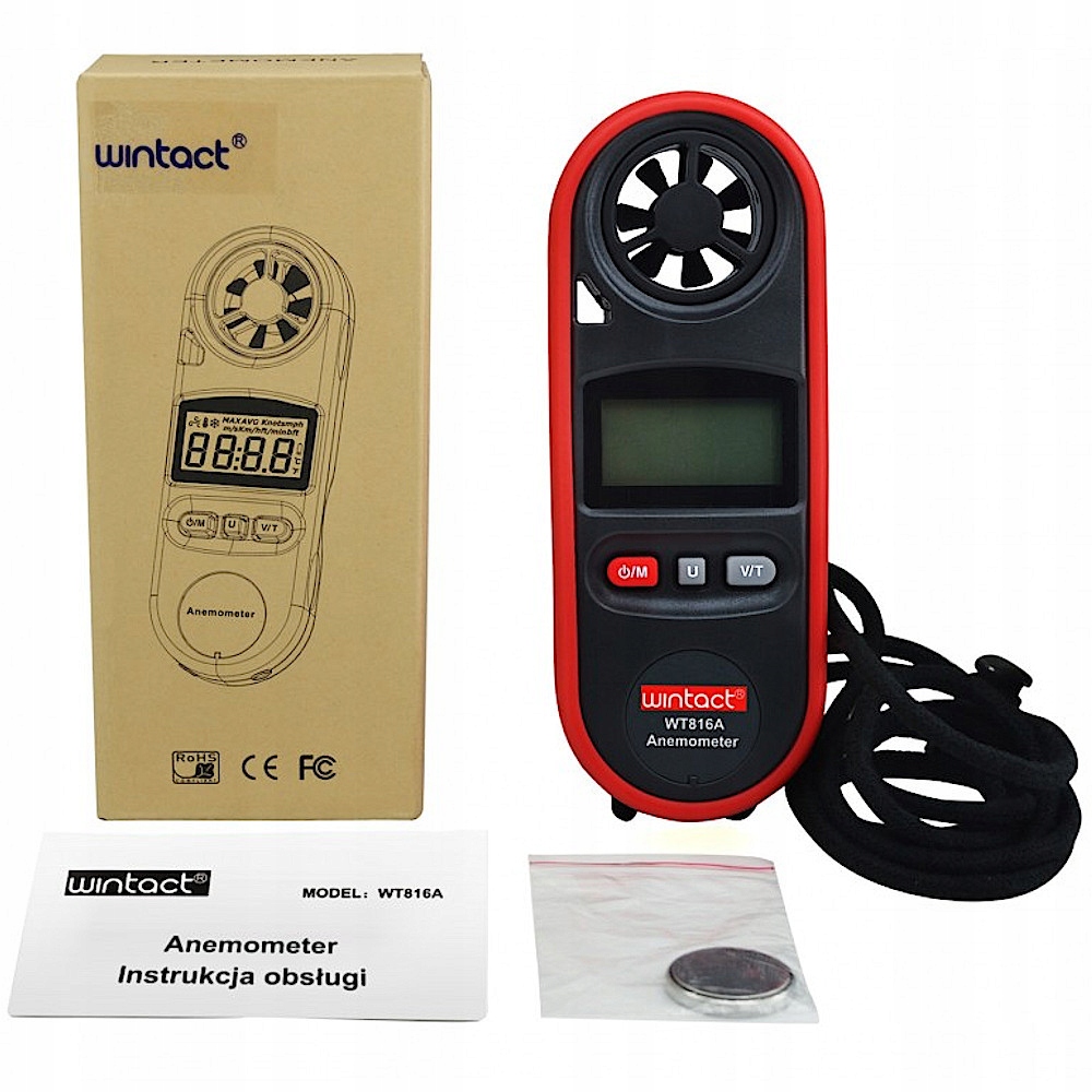 MIERNIK WIATROMIERZ ANEMOMETR Z TERMOMETR WT816A Marka Wintact