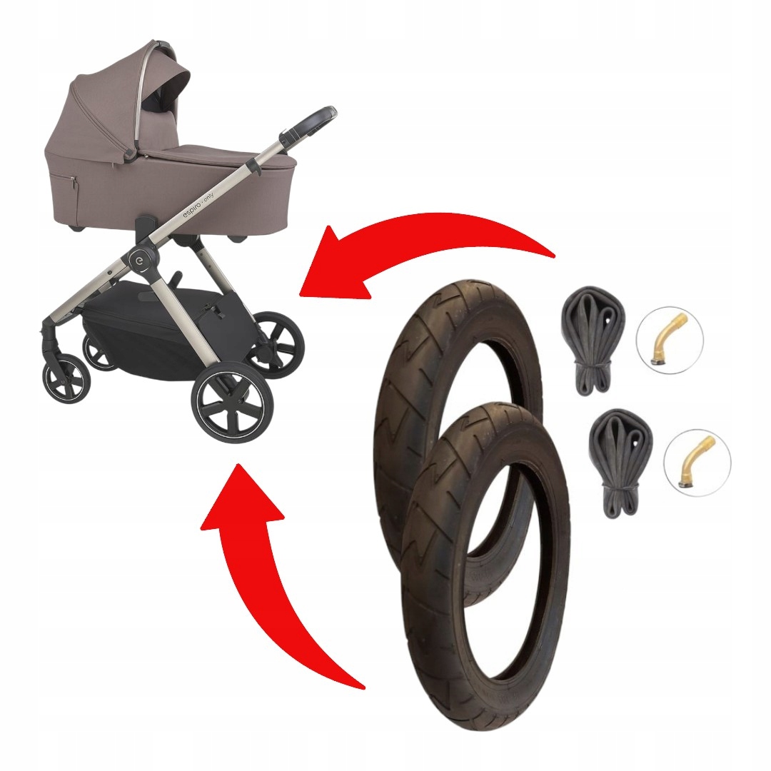 Komplet 2x opona dętka 255x45 gięty wentyl do wózka dziecięcego