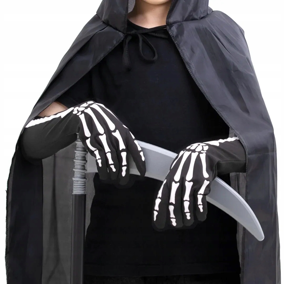 RĘKAWICZKI KOŚCI 36cm STRÓJ KOŚCIOTRUP ŚMIERĆ DIABEŁ Kolor dominujący biały