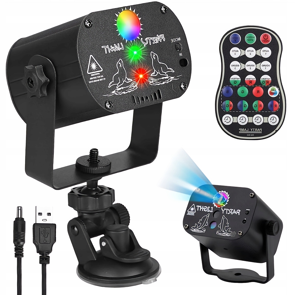 Rgb Lampa 3V1 Laserová S Hlasovou Funkcí A Ovládáním Zvuku