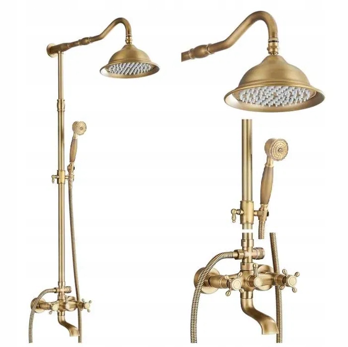 Retro sprchový set s mosadznou dažďovou sprchou