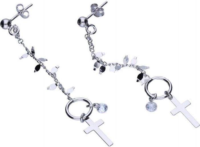 Stříbrné náušnice 925 řetízky s křížky tyčinky šroubky 2,74 g dámské