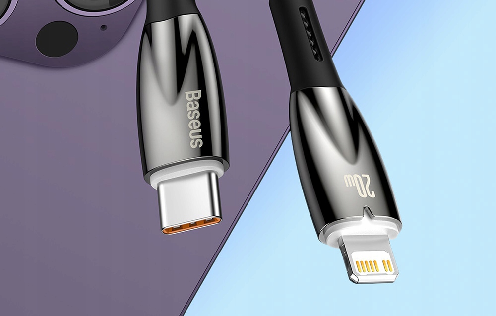 BASEUS MOCNY KABEL DO IPHONE PRZEWÓD USB TYPU C DO LIGHTNING PD QC 20W 1M Konstrukcja oplot