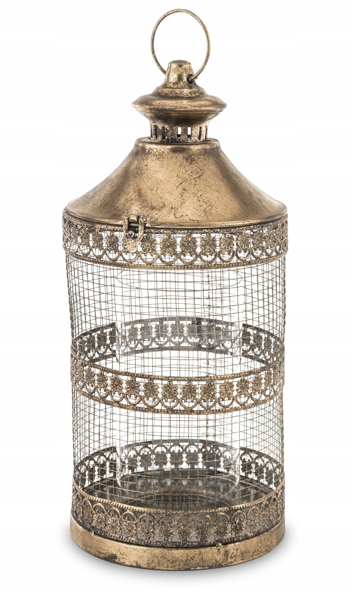 LAMPION LATARNIA ŚWIECZNIK METALOWY ZŁOTY M