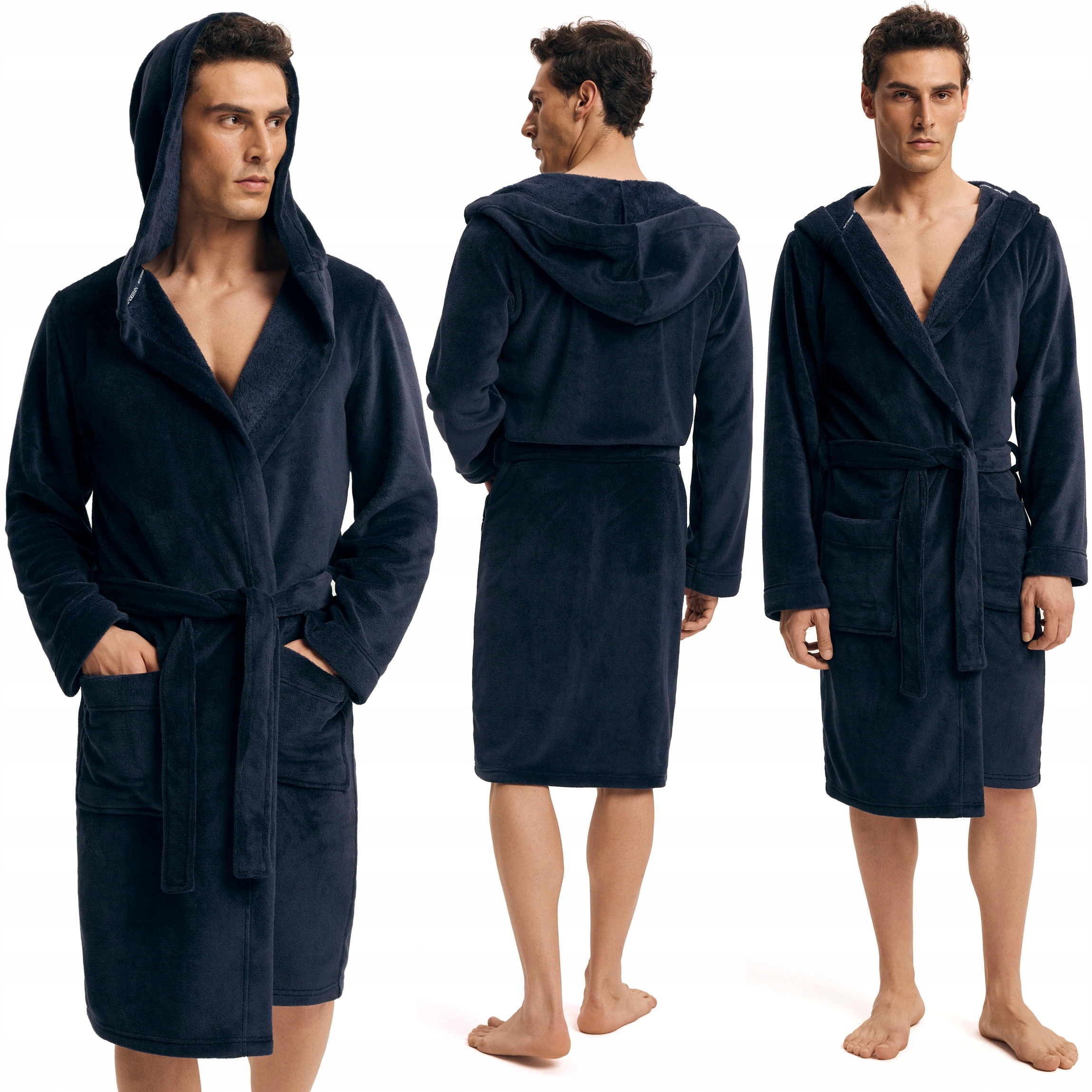 Elegantní pánský župan s kapucí Fleecový Dlouhý Pohodlný Henderson L