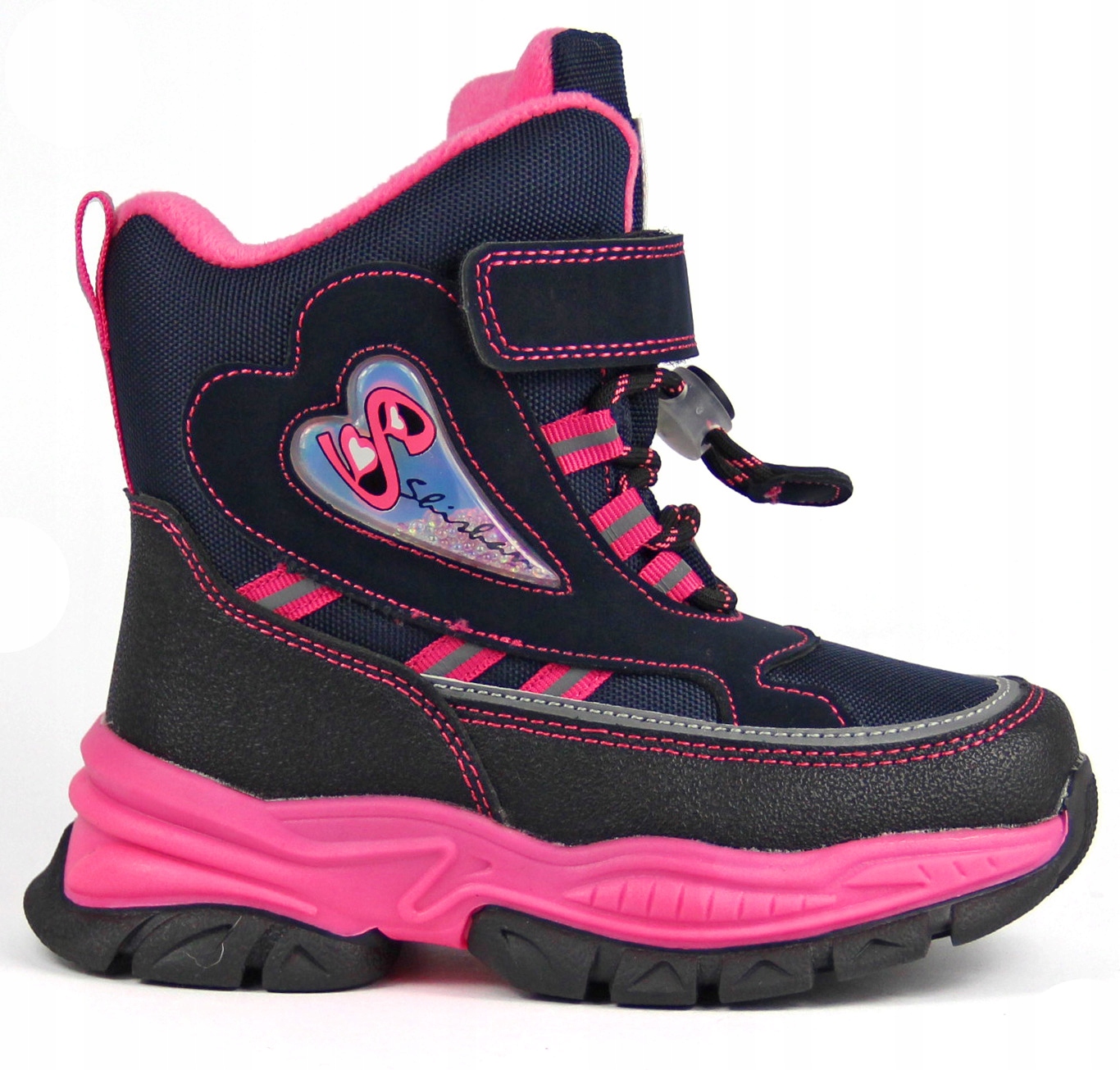 ŚNIEGOWCE DZIEWCZĘCE BUTY OCIEPLANE ZIMOWE WEŁNA FUTERKO RZEPY ODBLASKI 29 Marka Bessky