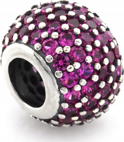 Stříbrný přívěsek 925 na náramky, kulička s červenými zirkony, dárek