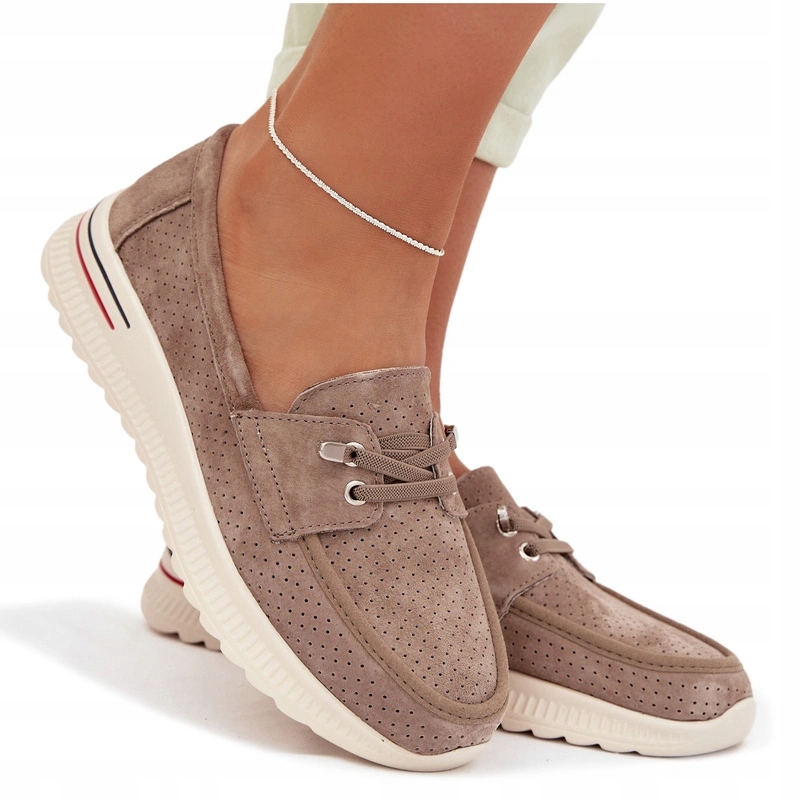 Dámské Polobotky Z Přírodního Semiše, Šněrovací, Béžové, Velikost 36