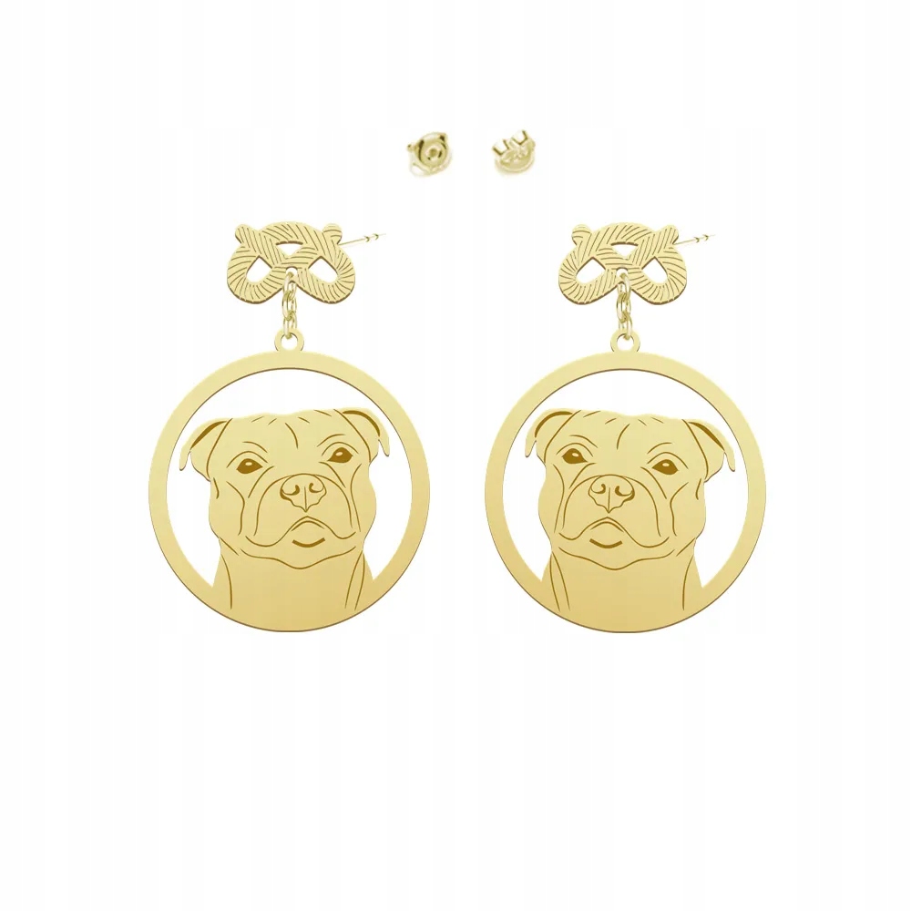 Náušnice Zlaté s bulteriérem Stafordshire 925 Dárek Dedikace Bonus