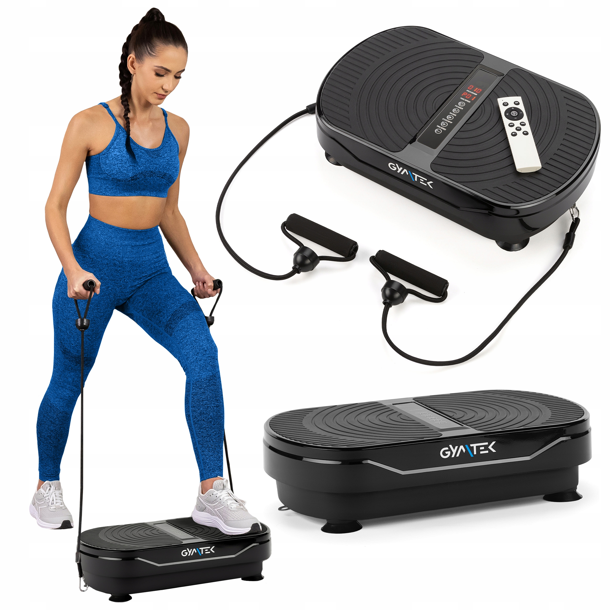 PLATFORMA WIBRACYJNA WIBRUJĄCA DO ĆWICZEŃ FITNESS Z LINKAMI DO 150KG GYMTEK