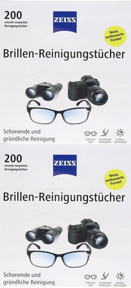 Chusteczki do czyszczenia okularów Zeiss 200 sztuk x2