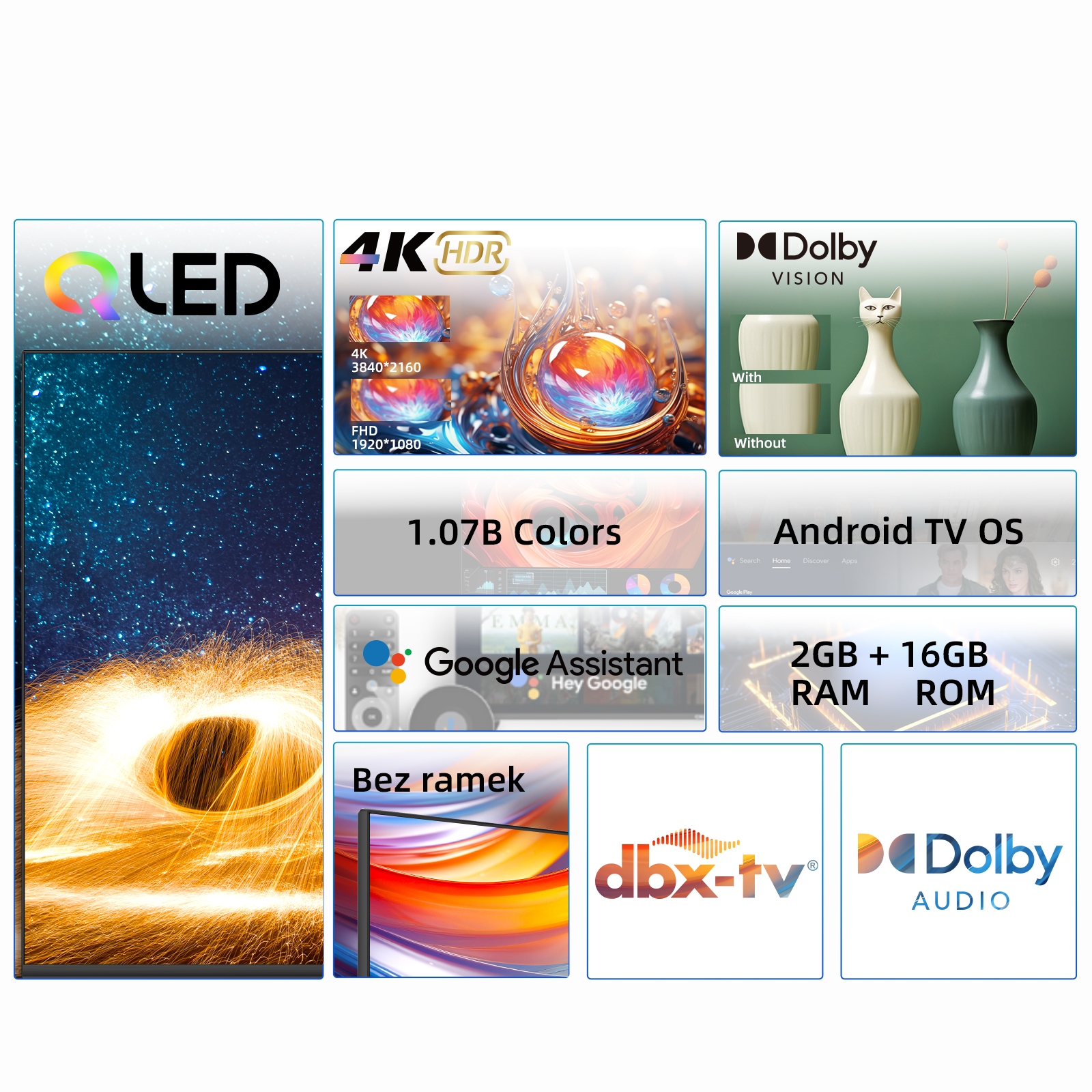 Telewizor QLED CHiQ Android TV U55QH7C 55'' 4K HDR SMART Marka CHiQ