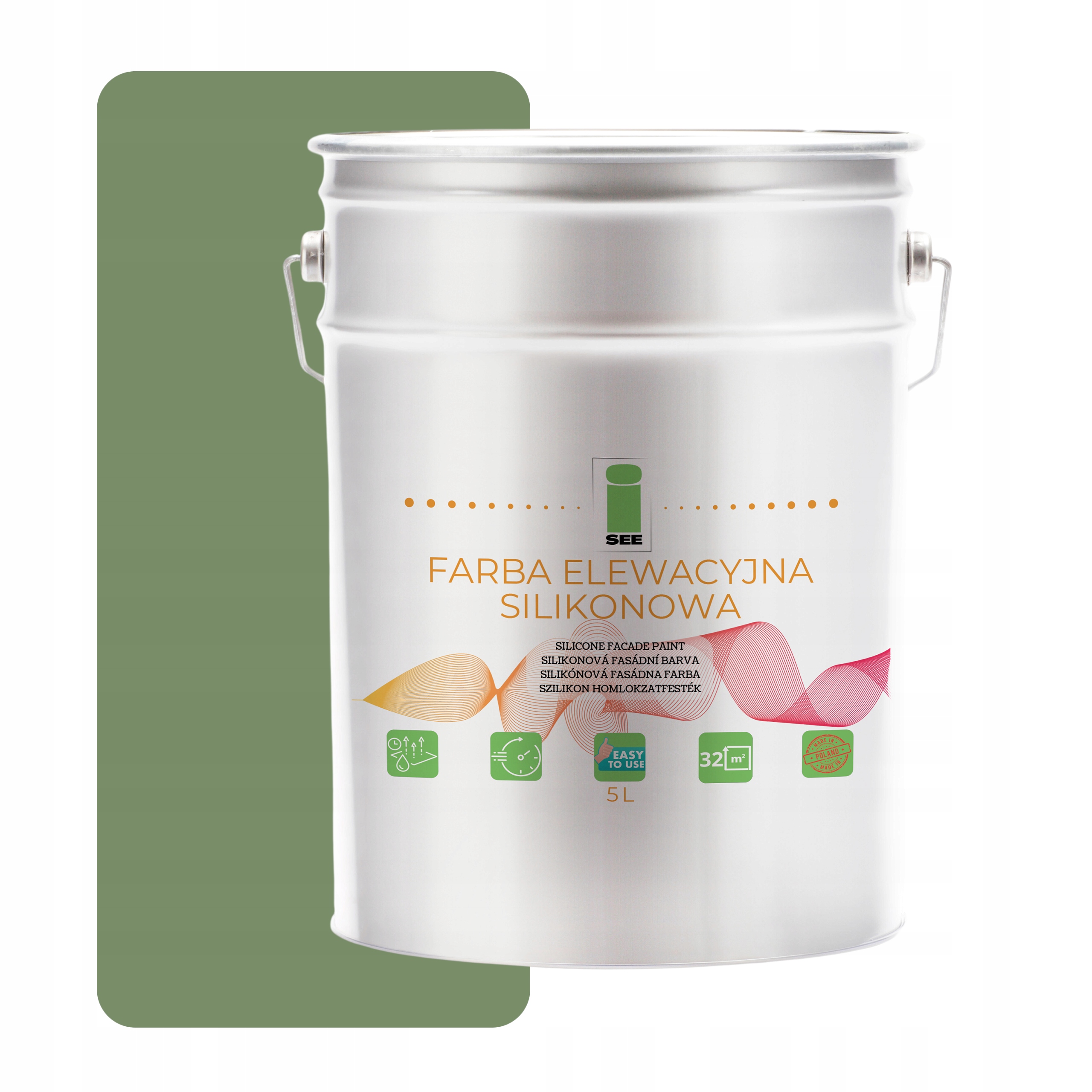 Fasádna Silikónová Fasádna Farba Zelená Olivová 5 L Proti Riasam