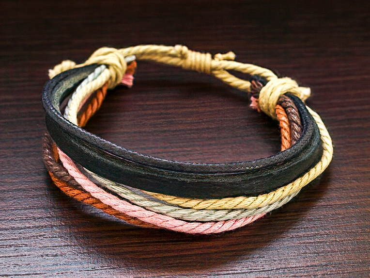 

Modna Bransoletka, Skórzany Rzemień, Sznurek Len