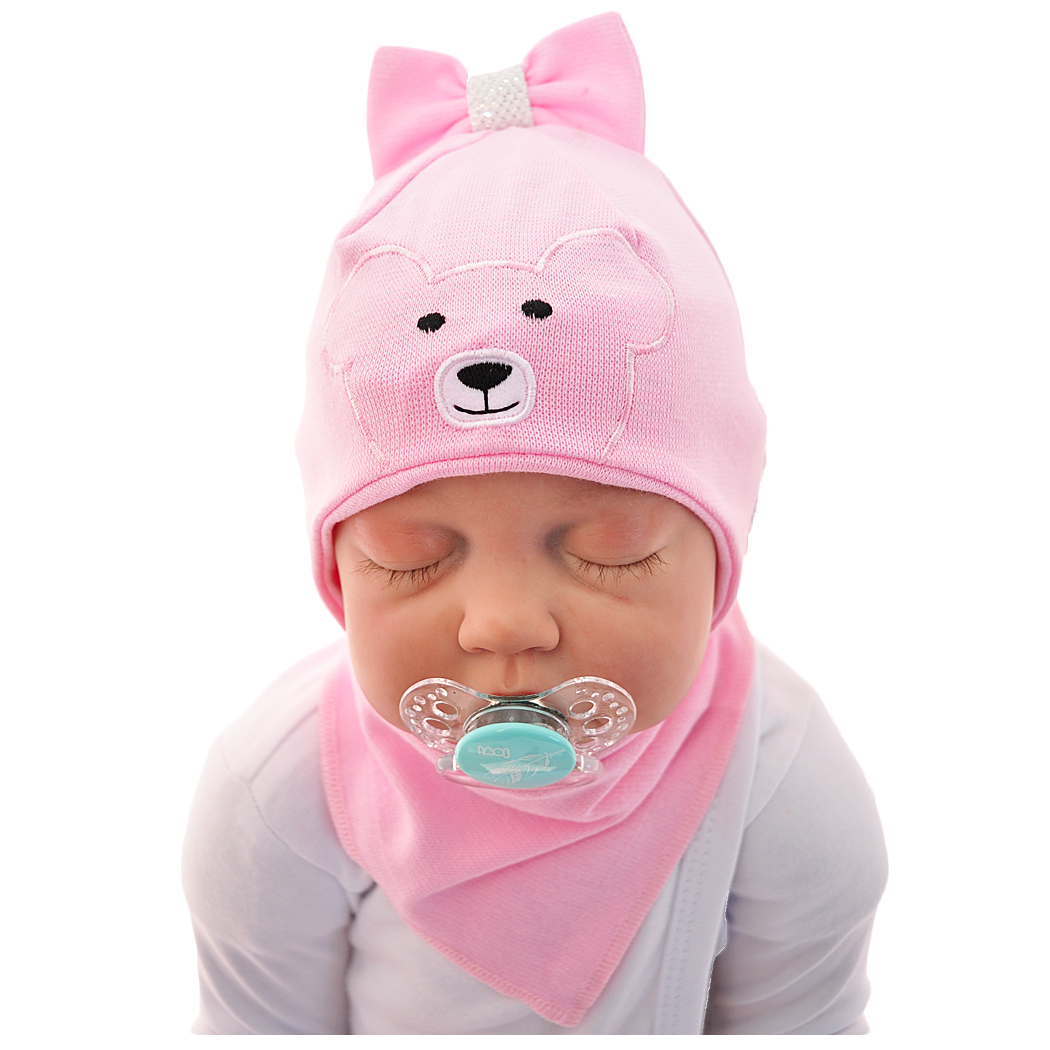 

Różowy komplet MISIA2 czapka apaszka r.46-48