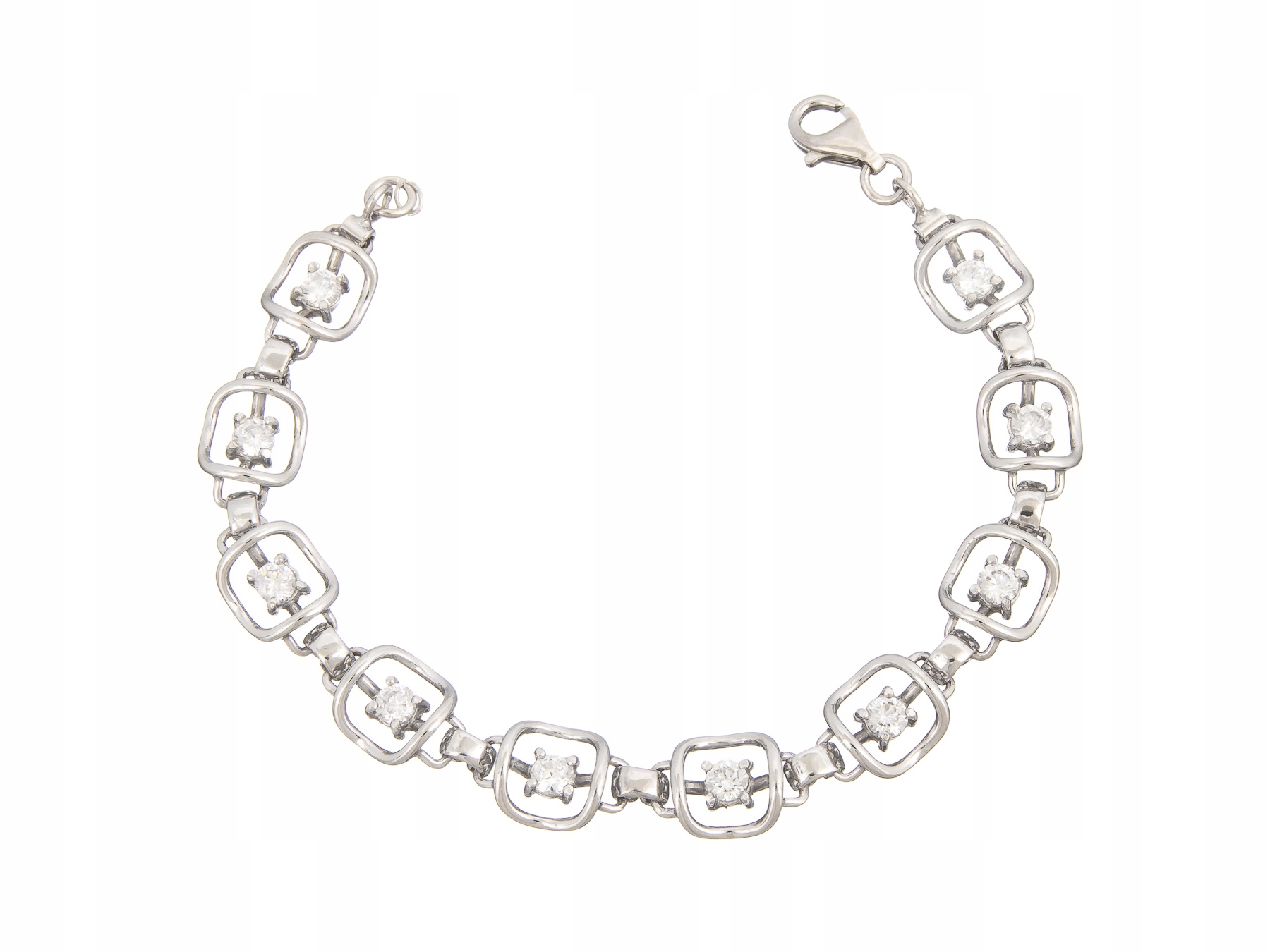 Krásný Stříbrný Náramek S Rhodiovanými Zirkony