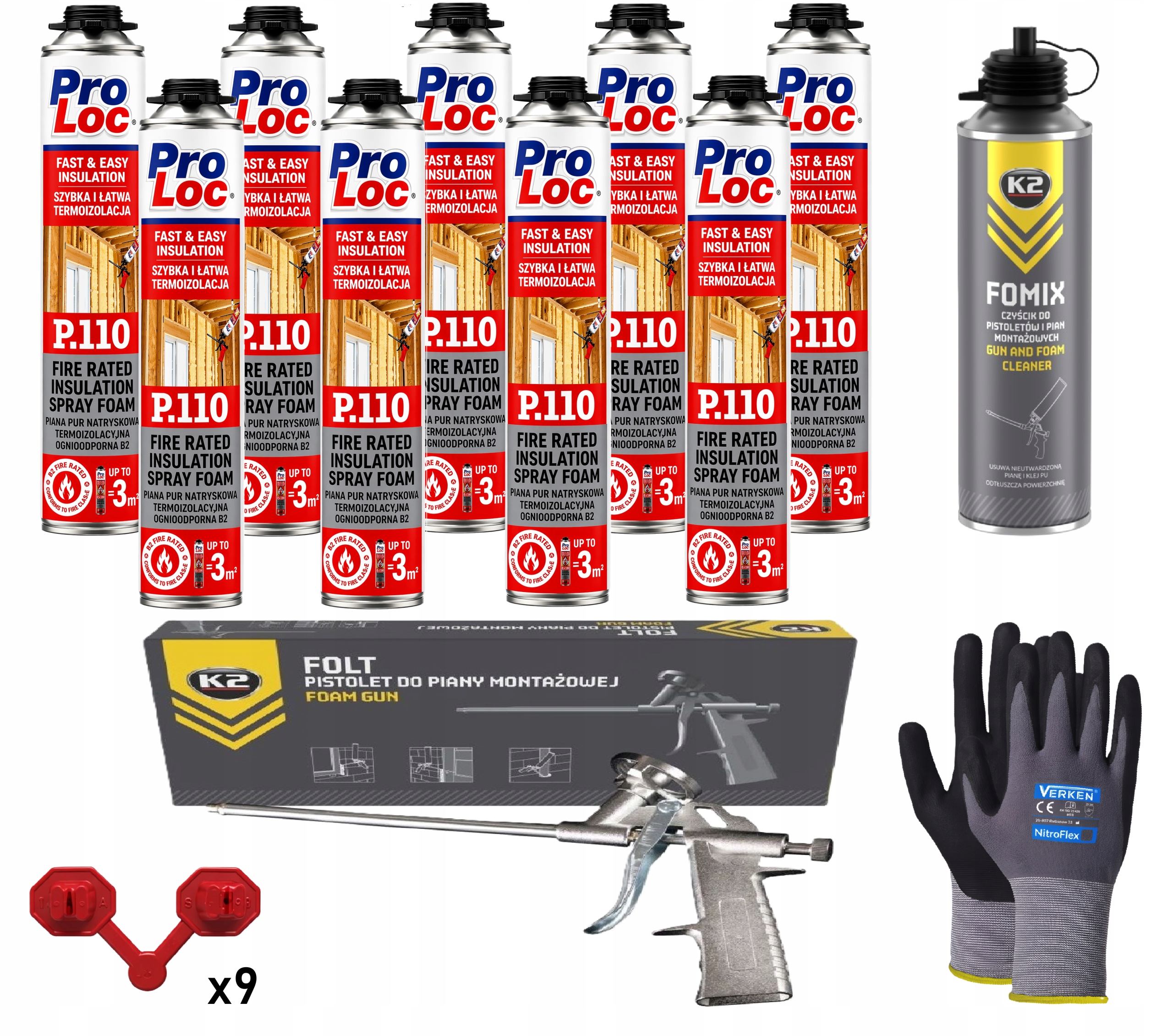 x9 Pena Pur Termoizolačná striekacia pena Ohňovzdorná ProLoc P110