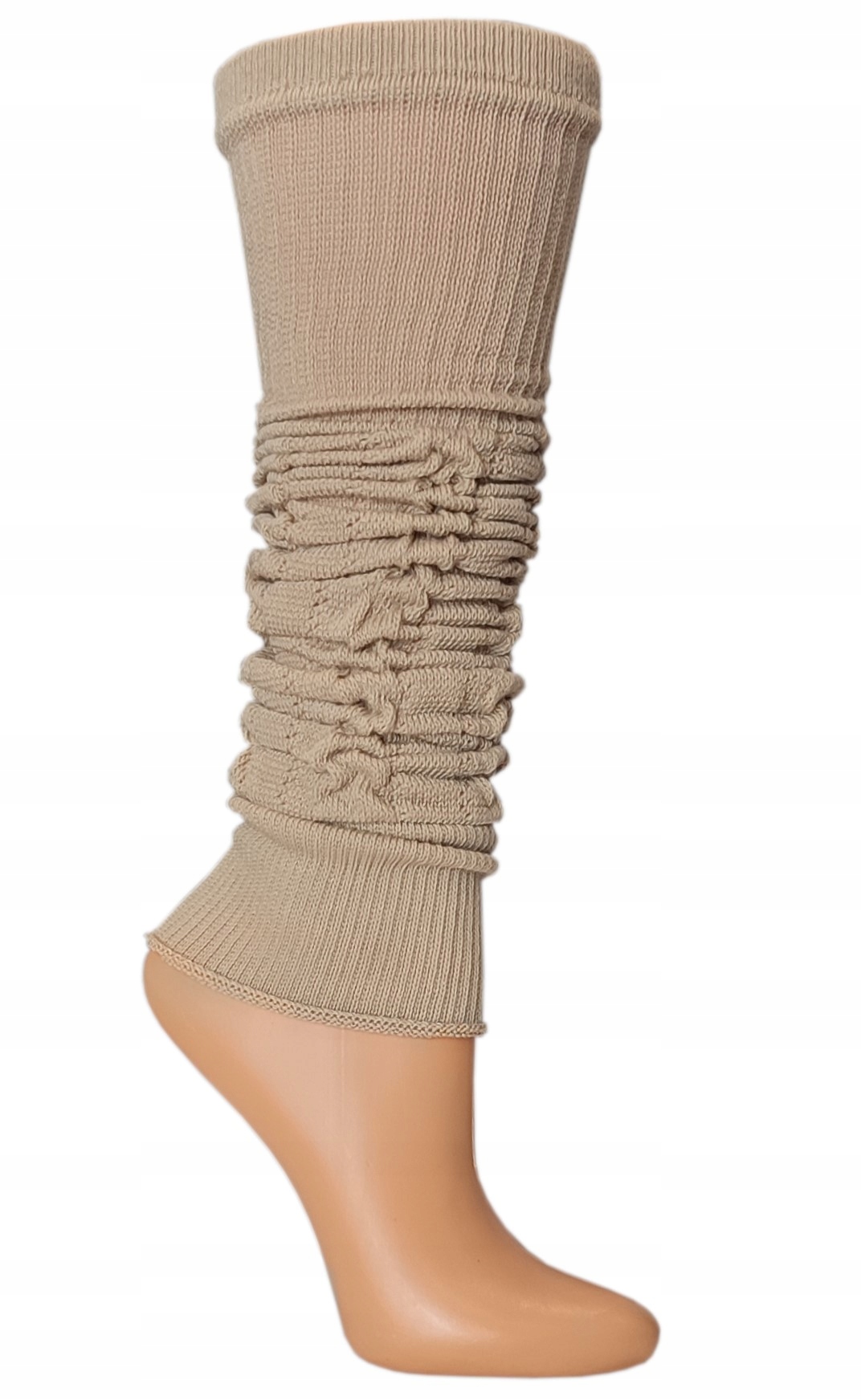 Getry Damskie Bawełniane Ażurowe Ocieplacze Na Nogi Łydki MILENA Beżowe