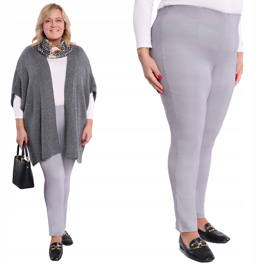 Světle šedé kalhoty se zúženou nohavicí plus size velikost 50