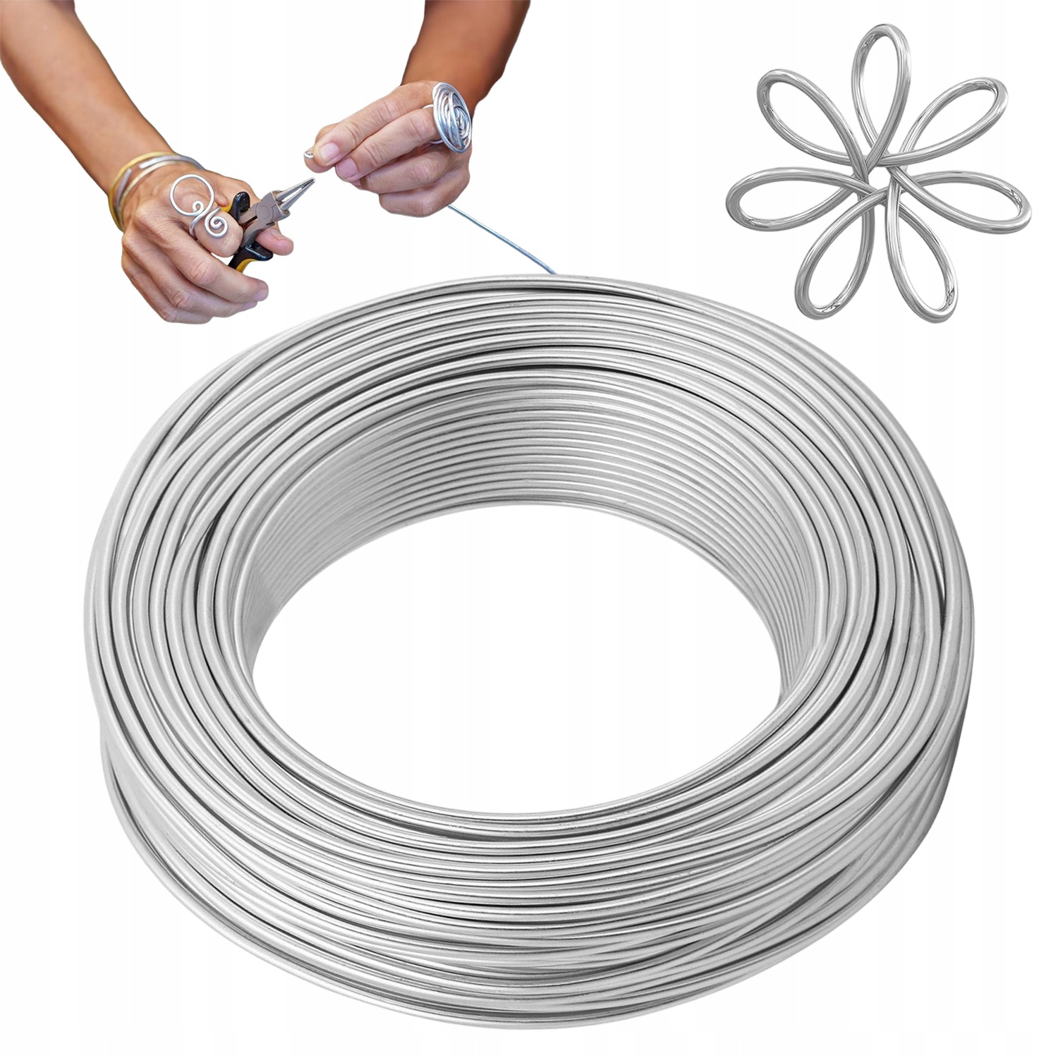 Hliníkový Drát Pro Rukodělné Aktivity 30 M 3 MM, Ohebný, Stříbrný, Pro Šperky A Ozdoby