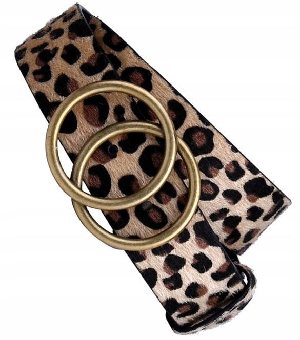 

Damski pasek Panterka Skórzany klamra Koło skóra