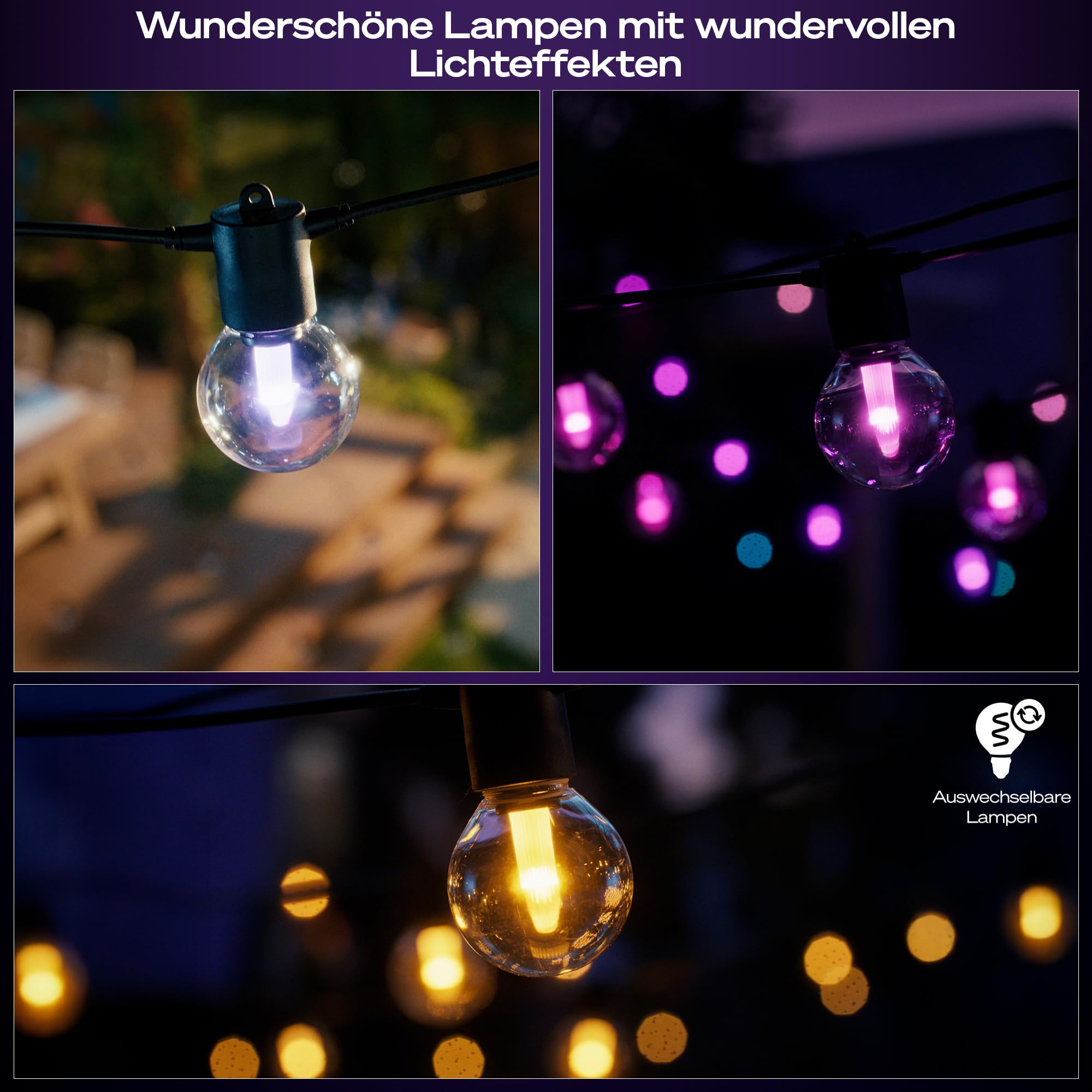 PHILIPS Hue Festavia Zewnętrzna Lampa LED 14M 20 Kul RGBW Aplikacja Hue — miniatura 8