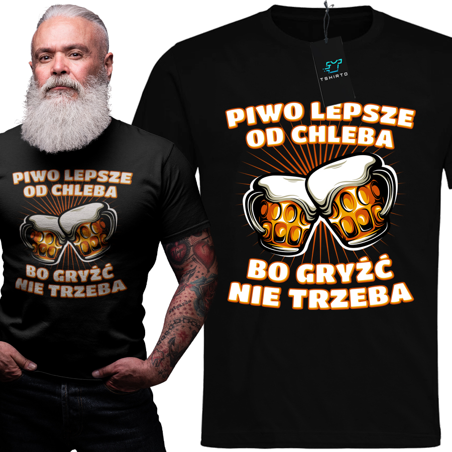 KOSZULKA MĘSKA PIWO LEPSZE OD CHLEBA DLA FACETA BEER ŚMIESZNA M