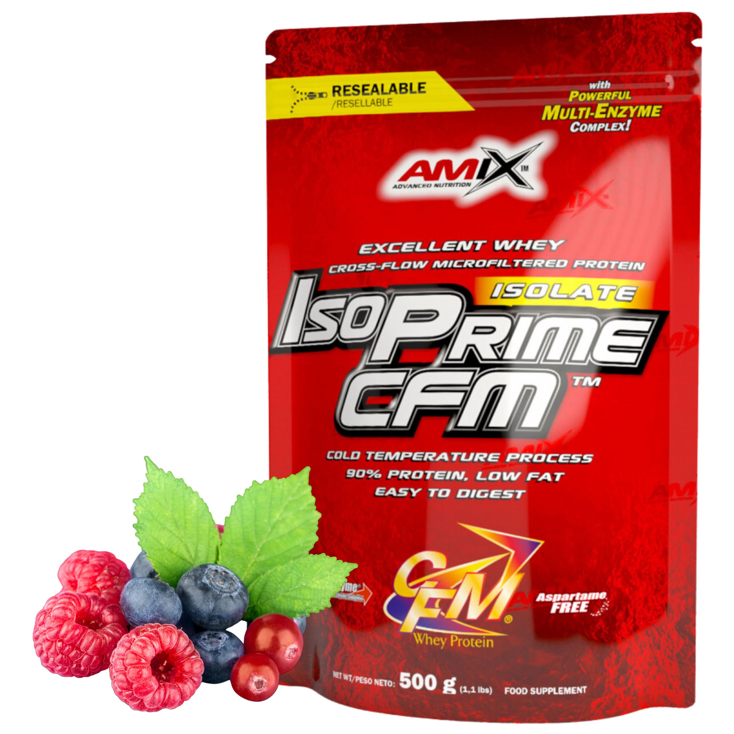 Syrovátkový protein 500 g Amix Proteinový izolát Wpi Lesní ovoce Low carb protein