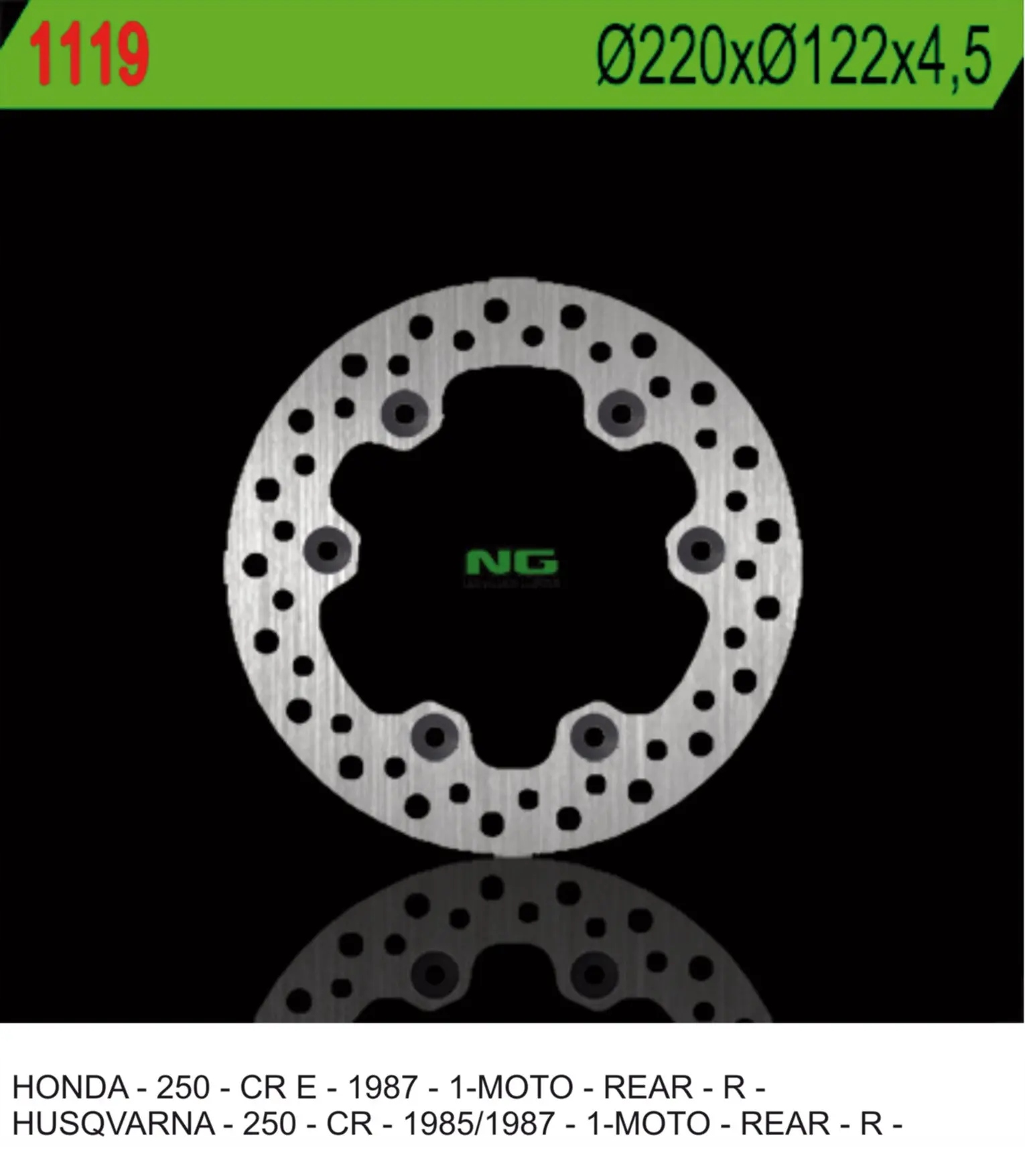 Zadný brzdový kotúč NG1119 (220X122X4,5)