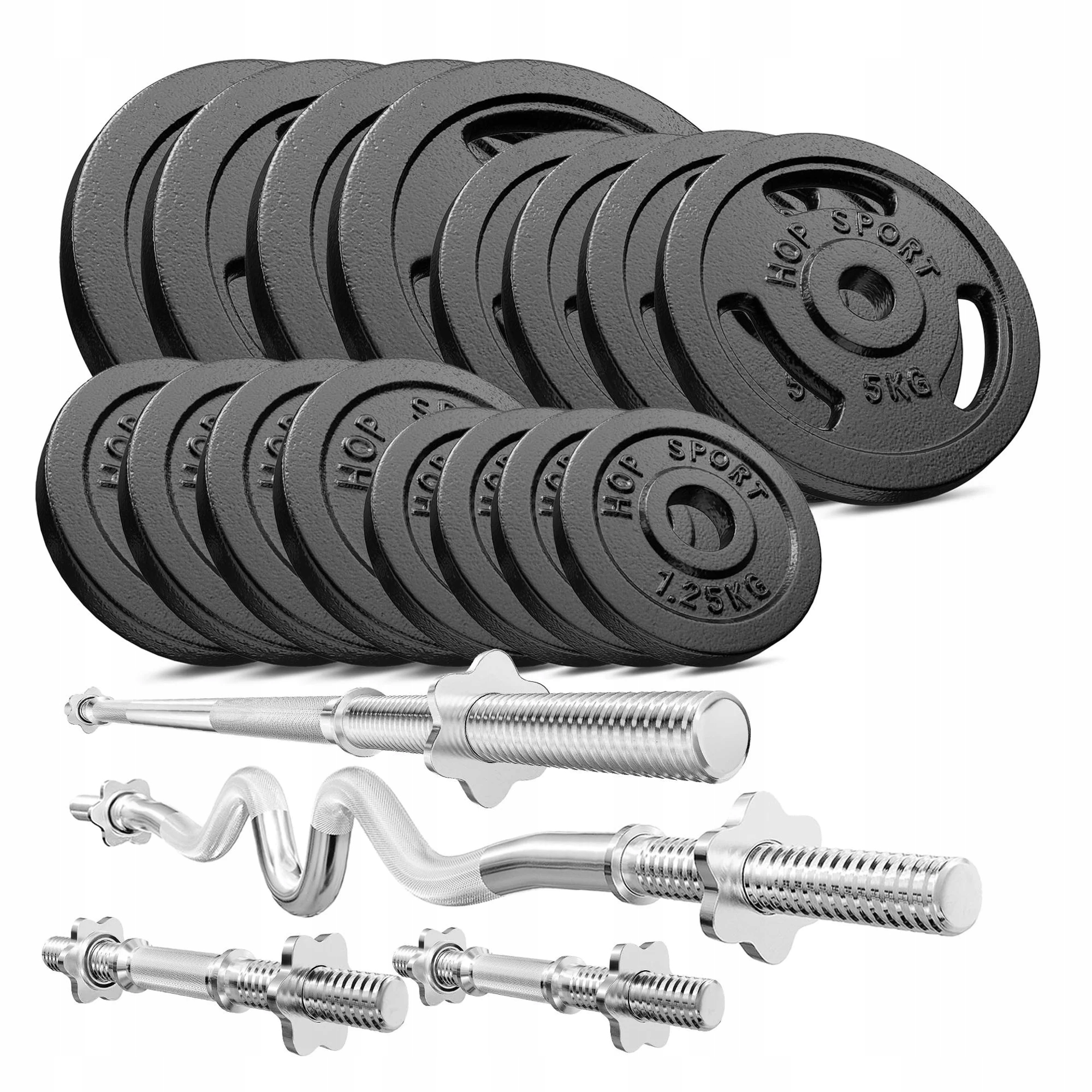 Sztanga gryf łamany prosty 97kg hantle obciazenie żeliwne zaciski zestawie