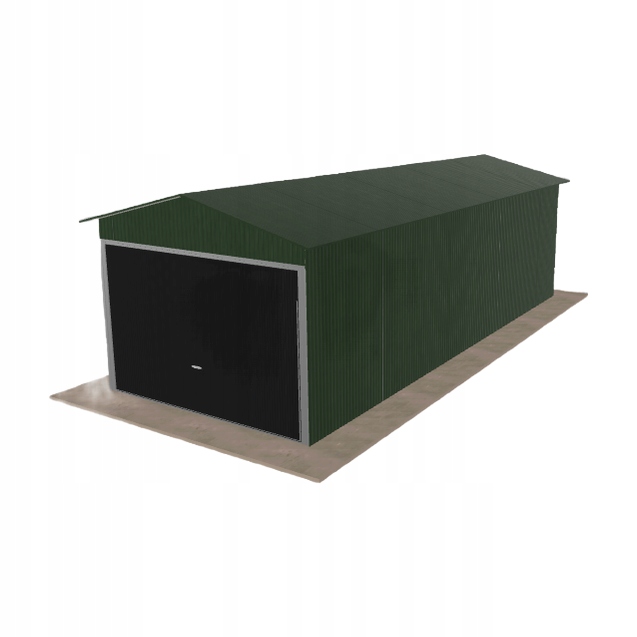 Plechová garáž 3x7.5 m jednopolohová, dvoupolohová, zelená