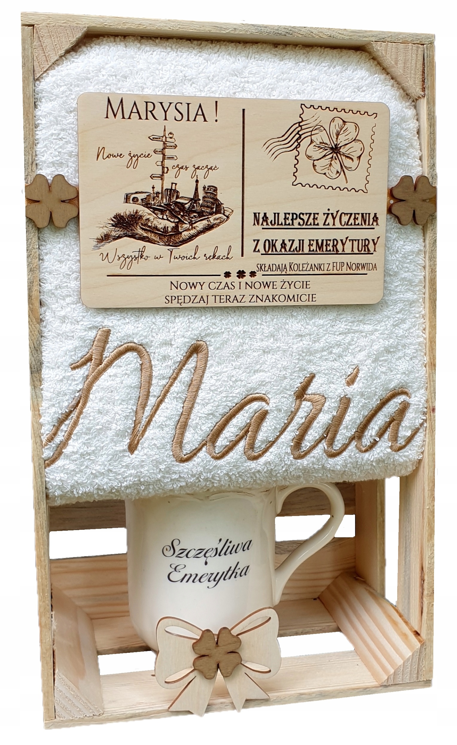 

Kubek, Ręcznik, Haft, Grawer Dla Emeryta, Emerytki