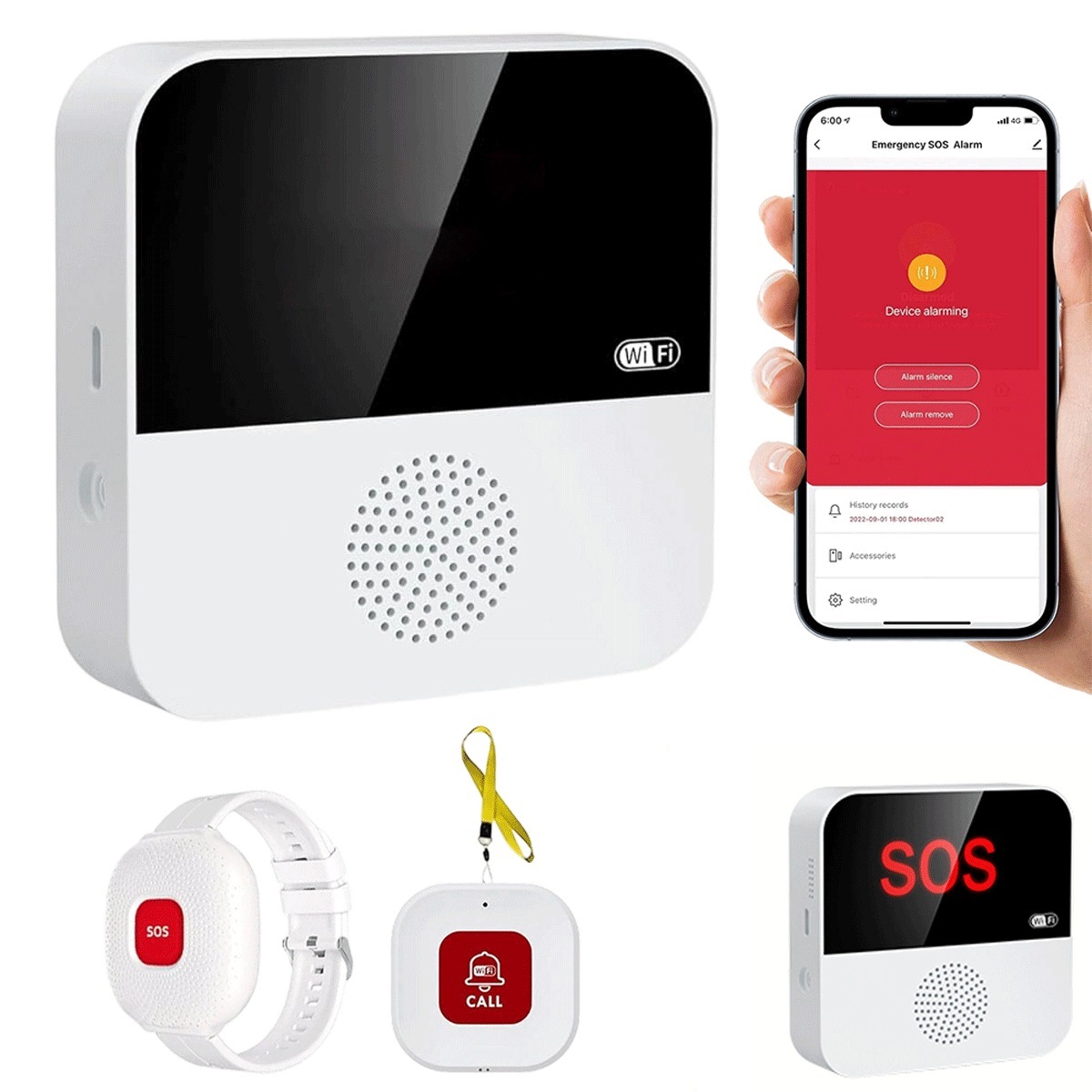 Alarm pro seniory Tlačítko přivolání pomoci Vodotěsné pro pacienty v domácnosti