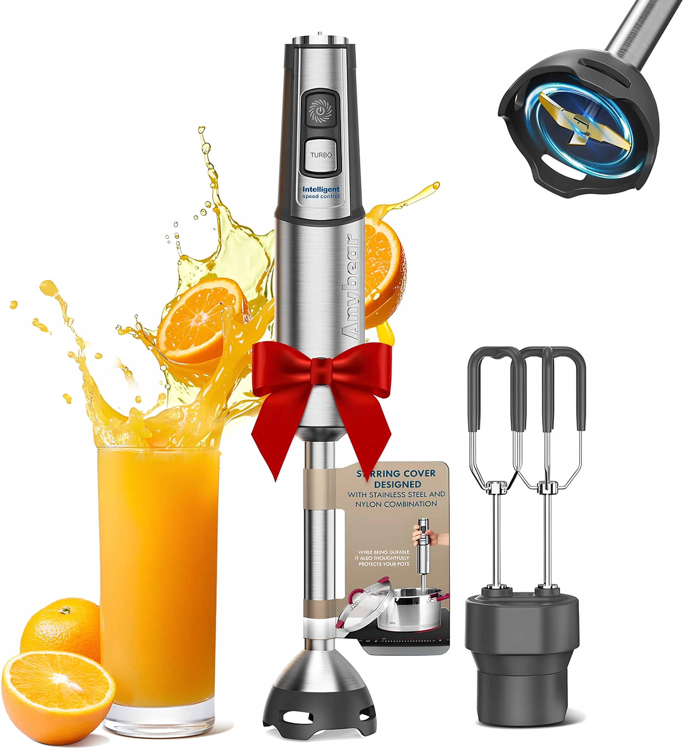 Ruční mixér 2v1 šlehací metla 15 rychlostí turbo Anybear 1100 W