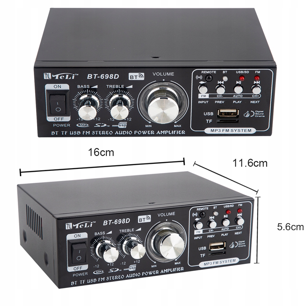 AMPLITUNER WZMACNIACZ STEREO RADIO MP3 BLUETOOTH Waga produktu 1.2 kg