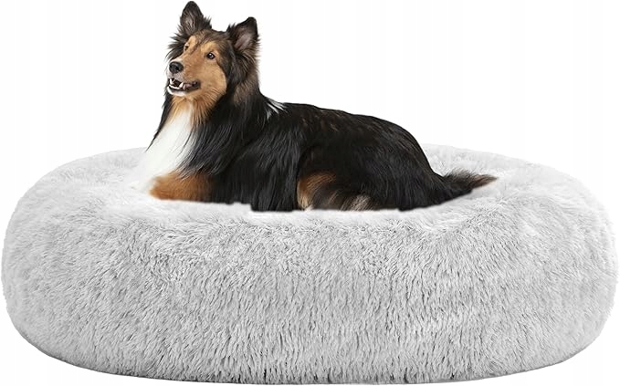 Levně Kulaté Pelíšek Pro Psa Je Pratelné Ø 80 CM Světle Šedé